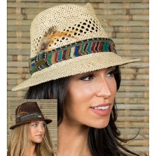 Mujer&apos;s summer Gambler Floppy Fedora Straw hats for vacation travel Beach   eb-36478376